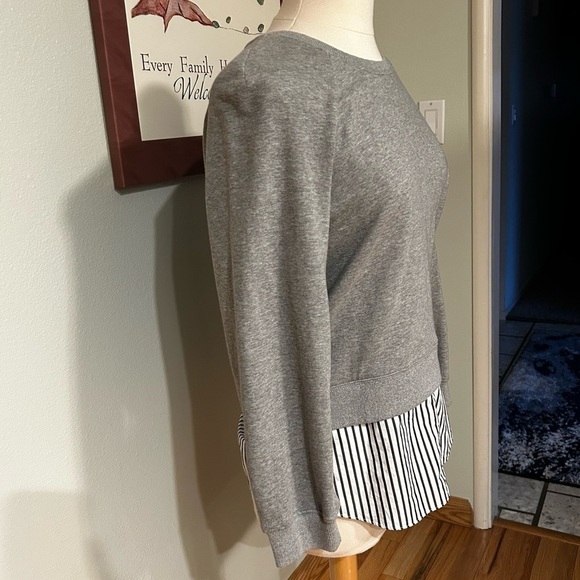 Derek Lam 10 Crosby Dark Gray Raglan Sweatshirt w/striped shirt-tail | Size Med - Picture 8 of 10